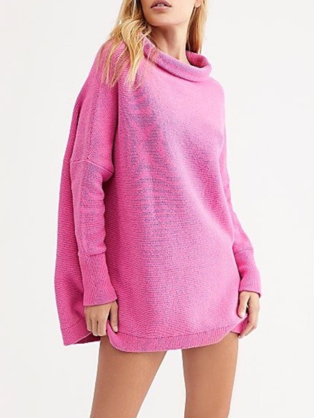 Free People Bright Pink Oversized Cowlneck Ottoman